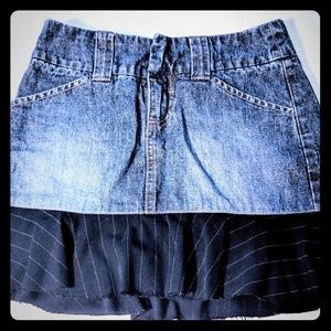 Denim Jeans Mini Skirt Steampunk Upcycled XS